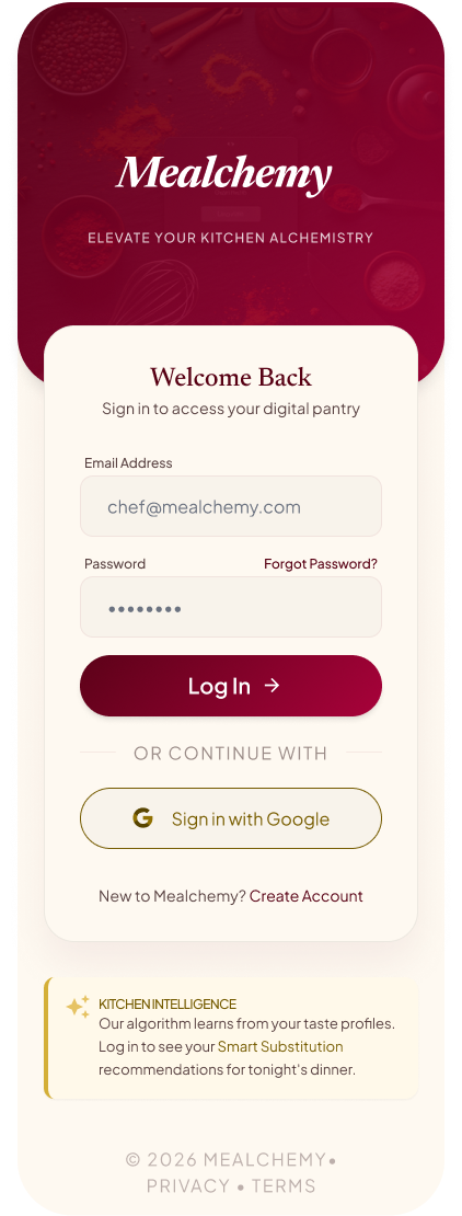 Login form mockup