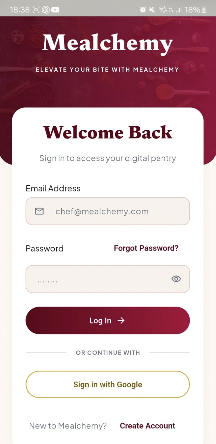 Live sign-in screen